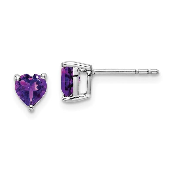 14k White Gold Heart Amethyst Earrings,All Products : American Fashion Style Bags On Sale